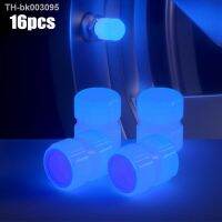 ❒♝☄ 16PCS Luminous Blue Car Tire Valve Caps Motorcycle Bike Vacuum Tyre Valve Core Cover Car Styling Decoration Auto Accessoires