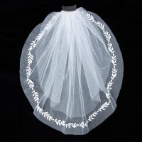 New Fahion Off White Black 2 Layers Wedding Veil with Metal Comb Lace Edge Novias velas velos para la iglesia voile vert mariage Hair Accessories