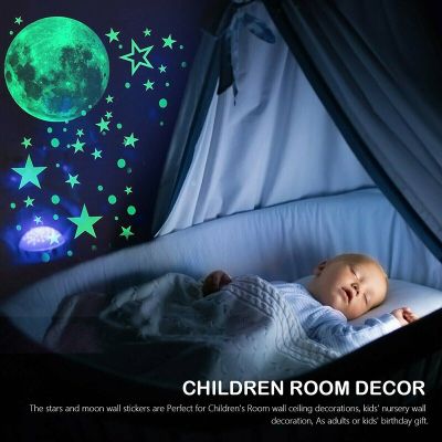 [24 Home Accessories] Luminous Moon Dots ดาวสติกเกอร์ติดผนังเพดานภาพจิตรกรรมฝาผนังสำหรับเด็กผู้ใหญ่บ้านห้องนอนห้องนั่งเล่นตกแต่ง TS2