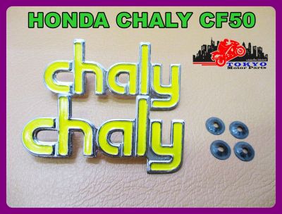 HONDA CHALY CF50 BODY EMBLEM "YELLOW" DECAL (RH&amp;LH) SET  // โลโก้ติดตัวถัง HONDA CHALY CF50 สีเหลือง ซ้าย/ขวา สินค้าคุณภาพดี