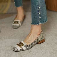 2021 New Fashion Women Shoes Tassel Beads Square Heel Spring Pumps Square Toe Slip-On Casual Shoes Thick Heel Retro Shoes heels