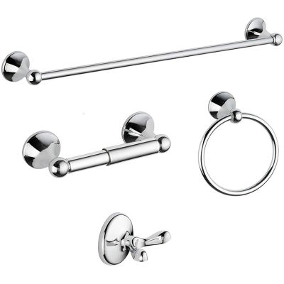 Bathroom Hardware Wall Mounted,4 PCS Accessories,Include Towel Rack,Toilet Paper Holder,Hand Towel Holder,Square Hook