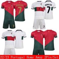 JS 2Pie/Set 22-23 World Cup Portugal Home and Away Football Jersey Tshirt Ronaldo Soccer Tee Suit Player Edition SJ