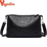 hot【DT】✻✇  Yogodlns Pockets Sling Soft Leather Crossbody with Shoulder Female Messenger