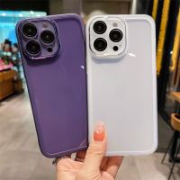 Floveyoo เคสกรอบผิวด้านซิลิโคนนิ่มโปร่งใสสำหรับ iPhone 15 14 Plus 13 12 11 Pro Max XR X XS ฝาครอบป้องกันเลนส์กล้องถ่ายรูปแบบใส Capa