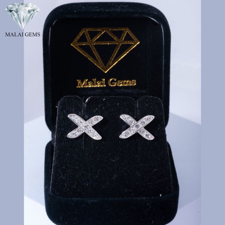malai-gems-ต่างหูเพชร-เงินแท้-silver-925-เพชรสวิส-cz-เคลือบทองคำขาว-รุ่น11006105-แถมกล่อง-ต่างหูcz-ต่างหูเงินแท้