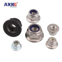 (JIE YUAN)2/10X M3 M4 M5 M6 M8 M10 M12สีดำคาร์บอน304 A2 70สแตนเลส Hex แปลนไนลอน Lock Lock Nut Self Locking Nylock Locknut