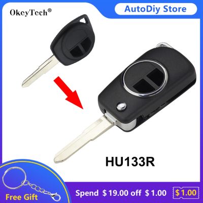Okeytech Modified Flip Foling For SUZUKI SWIFT SX4 ALTO VITARA IGNIS JIMNY Splash Remote Car Key Shell Cover HU133R Uncut Blade