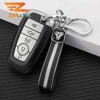 wenminr 5Button Auto Shell Fob Holder TPU Leather Car Key Cover Keychain For Ford Fusion Mondeo Mustang Explorer Edge EcoSport Protector