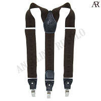 ANGELINO RUFOLO Suspenders(สายเอี๊ยม) 3.5CM. รูปทรงYแบบปรับความยาวได้ คุณภาพเยี่ยม ดีไซน์ Plain สีกรมท่า/สีน้ำตาล