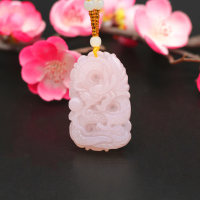 Pink Jade Dragon Pendant Necklace Natural Jadeite Hand-Carved Chinese Fashion Charm Jewelry Accessories Amulet Men Women Gifts