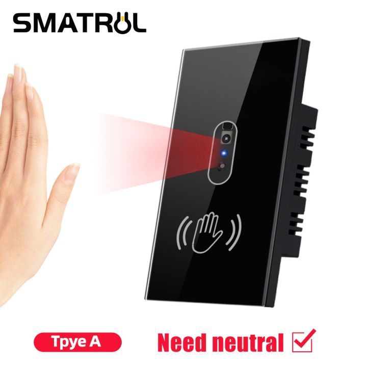 SMATRUL No Neutral Wire IR Wall Light Switch Wave Infrared Sensor No