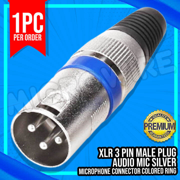 XLR 3 Pin Male Plugs Audio Mic Microphone Connector, Silver Housing