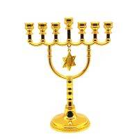 {6shop Department Store} เชิงเทียนคริสตัล Big Menorah Candelabra ผู้ถือทองเหลืองทอง7แยกศาสนา