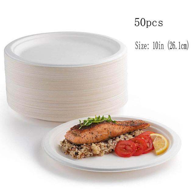 hot-w-50-100แผ่นทิ้ง-paprd-และช้อน100ย่อยสลายได้-heavy-duty-tableware-ย่อยสลายได้ธรรมชาติ-sugarcane-กระเป๋าเช่นไฟเบอร์