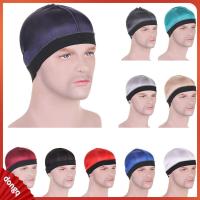 DONGQ อีลาสติก หมวก durag ผู้ชาย ระบายอากาศได้ระบายอากาศ สีทึบทึบ หมวกลายคลื่น ของใหม่ โพลีเอสเตอร์ หมวก durag หลากสี สำหรับผู้ชาย