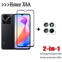 Honor X6a กระจกนิรภัยสำหรับ Honor X6a X7a X8a 5G 2 In 1ครอบคลุมเต็มรูปแบบปกป้องหน้าจอฟิล์มแก้วป้องกัน