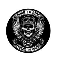 【cw】 Dawasaru Born To Ride Forced To Work Skull Car Sticker Cover Scratch Decal Motorcycle Auto Accessories Decoration PVC12cmx12cm