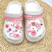 Sanrio Dễ Thương Phim Hoạt Hình Crocs Jibbitz Charms Giày Hoa Màu Hồng