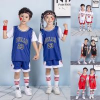 เสื้อคุณภาพสูง 【Feb】 Most popular High quality basketball clothes Newest NBA Chicago Bulls 23 Michael Basketball Jersey for Kids Boys Girls Fake Two Pieces Uniform Suits