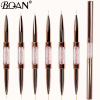 BQAN 1pcs Gold Rose Double Head Nail Brush Crystal Drawing Brush Liner Brush Painting Pen Gel Polish Crystal Nail Art Manicure Artist Brushes Tools