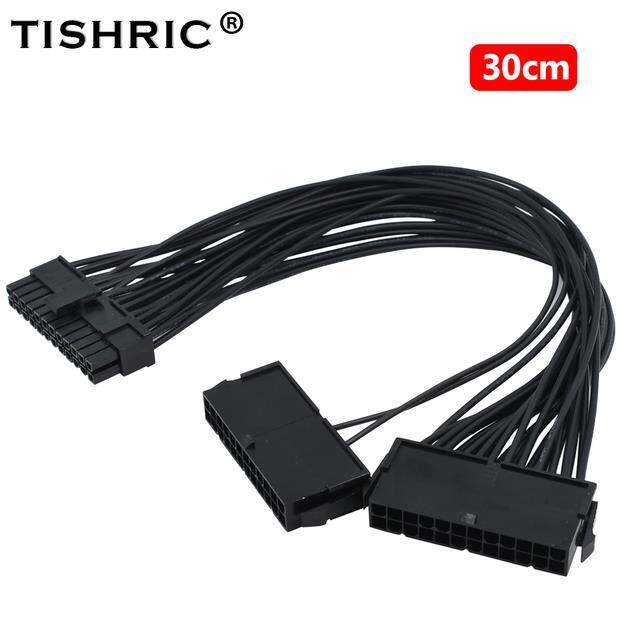 ยืดหยุ่น-tishric-dual-psu-atx-24pin-สายต่ออะแดปเตอร์-atx-20-4-24pin-แหล่งจ่ายไฟ-sync-starter-add2psu-riser-สำหรับ-btc-mining-miner