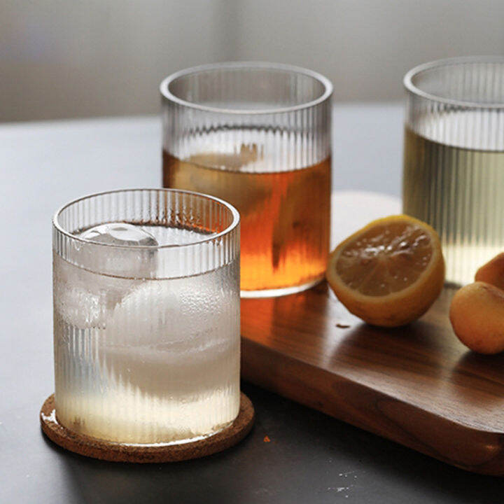 ZHAYA Japanese Vertical Pattern Glass Cup Milk Tea Coffee Cup Household