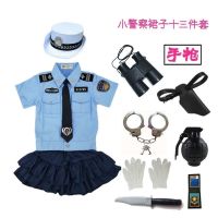 【Ready】? Childrens suit little police cosplay cool childrens girls summer handsome baby short-sleeved shorts suit