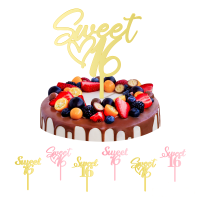 แพ็ค10อะคริลิคหวาน16หวาน17สุขสันต์วันเกิดเค้ก Topper 16th 17th Birthday Cake Decoration