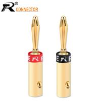 R 2pairs/4pcs Banana Plug Connector Corrosion-Resistant Banana Connector for Audio Video Amplifier Speaker Cable Jack