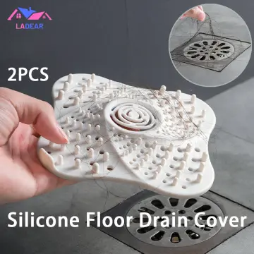 2pcs Drain Hair Catcher Square Silicone Trap Shower Drain Cover