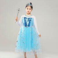 Frozen Aisha Princess กระโปรงตาข่ายเด็กผู้หญิงเลื่อมน่ารักฮาโลวีนเด็กแสดงชุดเดรสชิ้นเดียว