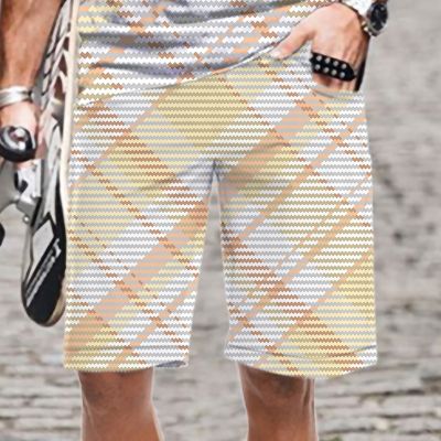 Mens Shorts Retro Plaid Stripe Pattern Casual Loose Comfortable Beach Mens Clothing Oversized Cool  Streetwear