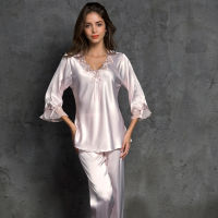 Womens Silk Satin Pajamas Pyjamas Set Sleepwear Pajamas Suit Female Sleepwear Two Piece Set Loungewear Pijama Underwear Nightie