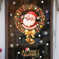 【FCL】∏卐✶ Cartoon Window Sticker Noel Glass Wall Xmas Static Electricity Wreath 2023