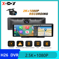 XGODY DVR รถ H26 10.26 หน้าจอสัมผัส IPS แบบ Full HD กล้องหน้า2.5K และเลนส์คู่กล้องมองหลัง1080P พร้อม CarPlay &amp; Android Auto FM บลูทูธควบคุมด้วยเสียง