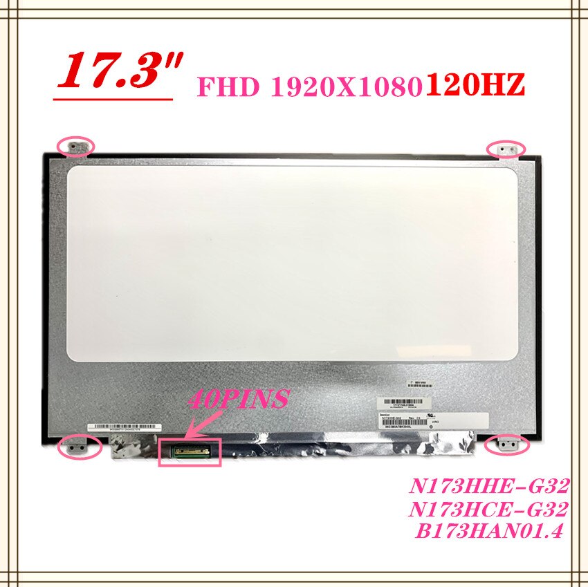 17.3 Replacement Screen 1920X1080 40 PIN FITS N173HHE-G32 LED FHD Screen