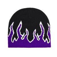 【YD】 Brand Beanie Hat Street Hell Burn Flames Hot Trend Hip Hop Knitted Bonnet