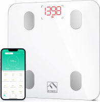 FITINDEX Smart Scale for Body Weight, Digital Bathroom Scale BMI Body Fat Scale Bluetooth Weighting Machine for People with Baby Mode, Accurate Body Composition Monitor Health Analyzer with App, 400lb White 10.2"/260mm