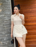 COCO SIN - Bodysuit Thun Gân Kem Đính Nút