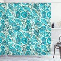 Abakuhaus Turquoise Shower Curtain Paisley Pattern Antique Floral Pattern Names Classic Middle Eastern Cloth Fabric Bathroom Decor Set with Hooks 70 Inches Aqua Tea