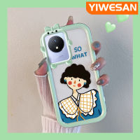 เคส Chenyyyka สำหรับ VIVO Y02 Y11 Y02A เคส2023การ์ตูนน่ารักเด็กหญิงสีสันสดใสสีทึบเคสมือถือกันกระแทกป้องกันรอยขีดข่วนป้องกันการลื่นไถลฝาครอบป้องกันเคสโปร่งใส