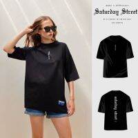 SATURDAY ยอดขาย No.1 เสื้อยืดโอเวอร์ไซส์ เสื้อแนวสตรีท Oversize streetwear  เสื้อยืดคอกลม สกรีนลาย สีดำ cotton แร็ปเปอร์