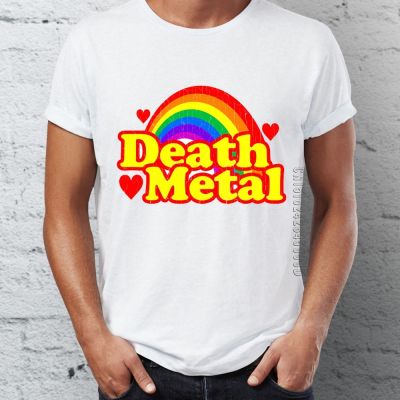 Men Cotton T Shirt Adult Death Metal Funny Rainbow Awesome Tshirts Guys Graphic Tees
