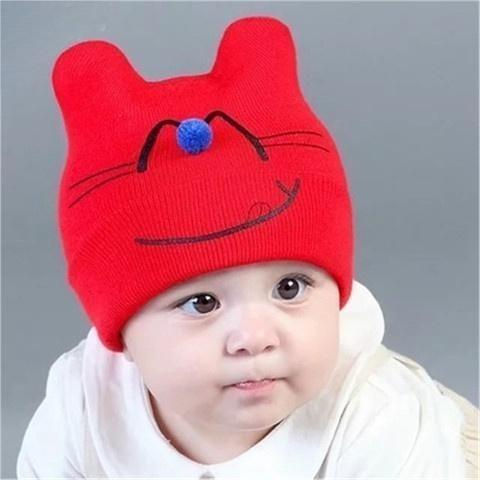 พร้อมส่ง-d-003-หมวกไหมพรมเด็ก-หมวกผ้าเด็กน้อยน่ารัก-หมวกมีหู-หมวกหูแมว-สีสดใส-มี-5-สี-เลือกสีได้