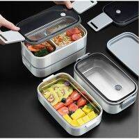 hot【cw】 304 1/2 Layers Grids Bento Microwaveable Student Office Worker Food Storage Containers