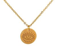 Customized Evil Eye Protection Disc Necklace Gold Stainless Steel  Nameplate Pendant Choker For Women Girls Jewelry