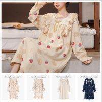 【 WYIN kitchen】 Autumn and Winter Kawaii Women Sleepwear Long Sleeve Pajamas Nightdress Soft Cotton Waffle Leisure Sweet Nightgown for Girl 2022