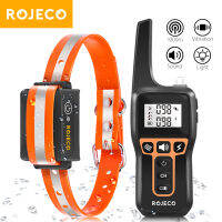 ROJECO ปลอกคอฝึกสุนัขไฟฟ้า 1000 ม. รีโมทคอนโทรล กันน้ําแบบชาร์จไฟได้สัตว์เลี้ยงเปลือกหยุดคอช็อตไฟฟ้า Shocker