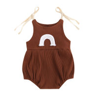 ทารกแรกเกิดเด็กสาวเด็กชาย Romper สายรุ้ง U- คอบอดี้สูทแขนกุด Playsuits 0-24 เดือน